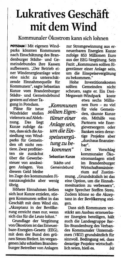 Märkische Allgemeine Zeitung vom 10.02.2012